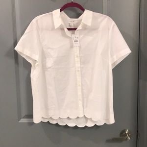 White J. Crew Scalloped Work Shirt